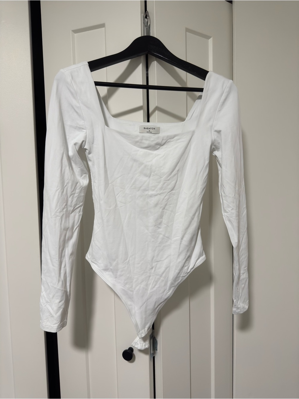 Aritzia White Square-Neck Long Sleeve Bodysuit